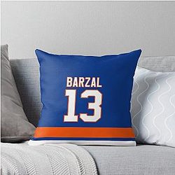 New York Islanders Mathew Barzal Home Jersey Throw Pillow