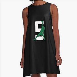 Jets Garrett Wilson Number 5 Airline Black A-Line Dress