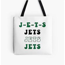 New York Jets Retro JETS Chant All Over Print Tote Bag
