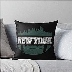 Retro Jets Football Fan Vintage New York City Skyline Throw Pillow