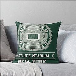 New York Jets MetLife Stadium Vintage Throw Pillow