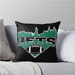 Jets Football Skyline Team Throw Pillow