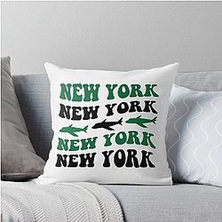 New York Jets Funky Retro Logo Pattern Pillow