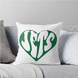 New York Jets Retro Heart Throw Pillow