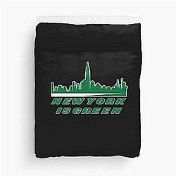 Jets New York Green Skyline Duvet Cover