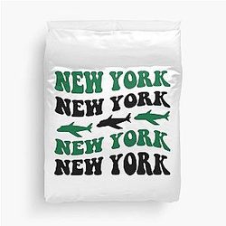 New York Jets Retro Logo Pattern Duvet Cover