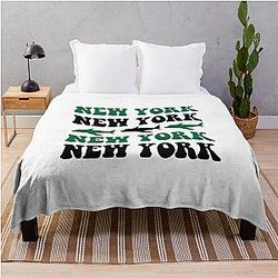New York Jets Retro Logo Pattern Throw Blanket