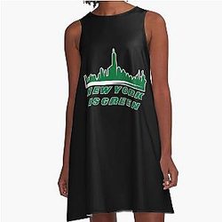 Jets New York Green Skyline A-Line Dress