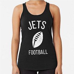 JETS FOOTBALL WHITE PRINT Racerback Tank Top