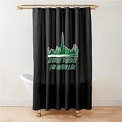 Jets New York Green Skyline Shower Curtain
