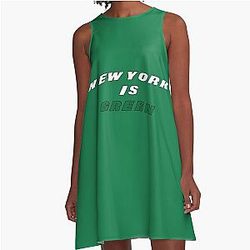 Jets New York Green A-Line Dress