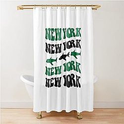 New York Jets Retro Logo Pattern Shower Curtain