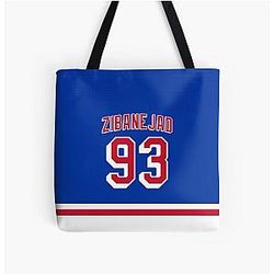 New York Rangers Mika Zibanejad Home Jersey Tote Bag