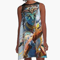 Avatar Neytiri FIRE Pandora Warrior A-Line Dress