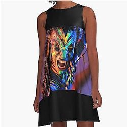 Avatar Neytiri Pandora Warrior Sci-Fi Blue Alien Archery Fan Art A-Line Dress