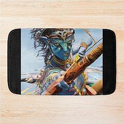 Avatar Neytiri Fire and Ash Pandora Warrior T-Shirt Sci-Fi Blue Alien Archery Fan Art Bath Mat