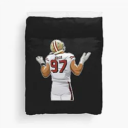 Nick Bosa After Sacking Football Duvet Cover