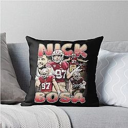 Nick Bosa Vintage Throw Pillow