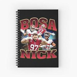Nick Bosa Football Collage Fan Art Spiral Notebook