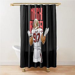 Nick Bosa in Action Bold Shower Curtain