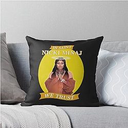 In Saint Nicki Minaj We Trust Artwork Yellow Throw Pillow