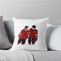 Jack Hughes and Nico Hischier Sticker Throw Pillow