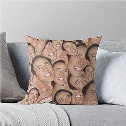Nicolas Cage Face Collage Design Pillow