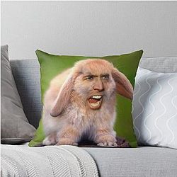 Nicolas Cage Bunny Throw Pillow