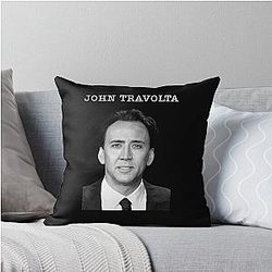 Nicolas Cage John Travolta Face Off Black Throw Pillow
