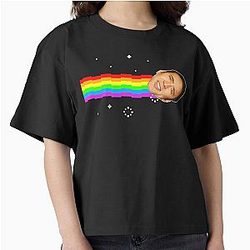 Nicolas Cage Nyan Cat Meme Boxy T-Shirt