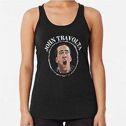 Nicolas Cage Face Off White Racerback Tank Top
