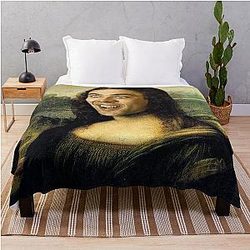 Nicolas Cage as Mona Lisa Throw Blanket