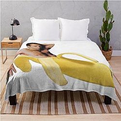 Nicolas Cage in a Banana - Original Yellow Throw Blanket