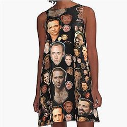 Nicholas Cage Faces Pattern A-Line Dress