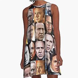 Nicholas Cage Faces Pattern A-Line Dress