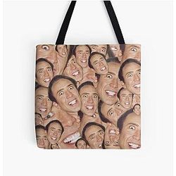 Nicolas Cage Face Collage Design Tote Bag