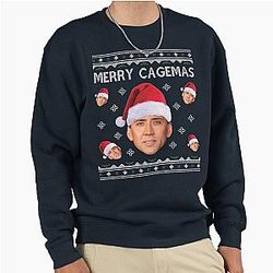 Merry Christmas Nicolas Cage Knit Pullover Sweatshirt