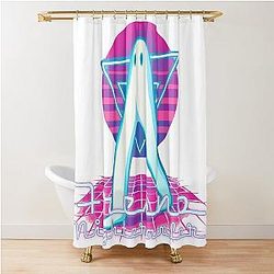 Fresno Nightcrawler Synthwave Neon Arcade Cryptid Shower Curtain