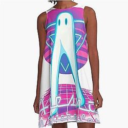 Fresno Nightcrawler Synthwave Neon Arcade Cryptid A-Line Dress