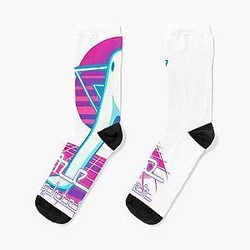 Fresno Nightcrawler Synthwave Neon Arcade Cryptid Socks