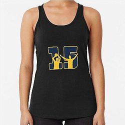 Nikola Jokic Jersey Number and Silhouette Dark Blue Racerback Tank Top