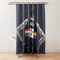 Nikola Jokic Vector Back Rainbow Shower Curtain