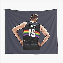 Nikola Jokic Vector Rainbow Tapestry