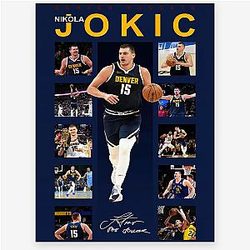 MENKARWHY Nikola Jokic Signed Poster Canvas Art Print For Kids Room Bedroom Wall Decor Basketball Superstar Poster