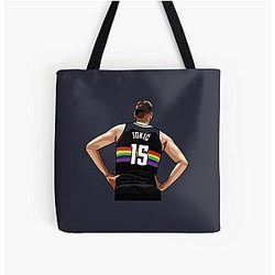 Nikola Jokic Vector Back Rainbow Color Tote Bag