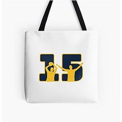 Nikola Jokic Jersey Number and Silhouette Dark Blue All Over Tote Bag