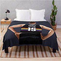 Nikola Jokic Vector Back Rainbow Color Throw Blanket