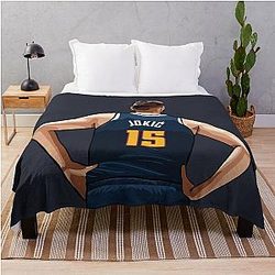 Nikola Jokic Vector Dark Blue Throw Blanket