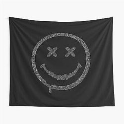 Distressed Grunge Nirvana Black and Grey Fan Art Drip Style Tapestry