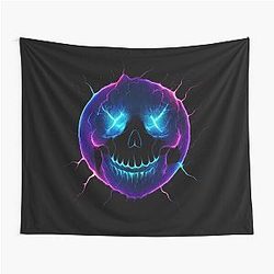 Electric Skull Smiley Nirvana Inspired Fan Art Tapestry